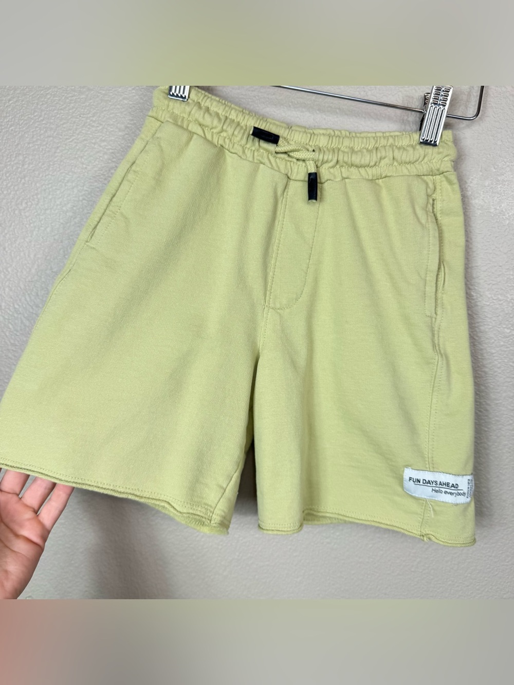 Zara “Fun Days Ahead” Terry cotton Shorts Green 7 Years EUC C - Picture 2 of 4